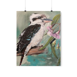 Premium Kookaburra and Flowers Print