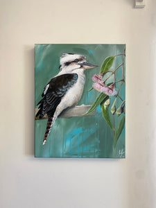 Kookaburra and Flowers (Original Painting)